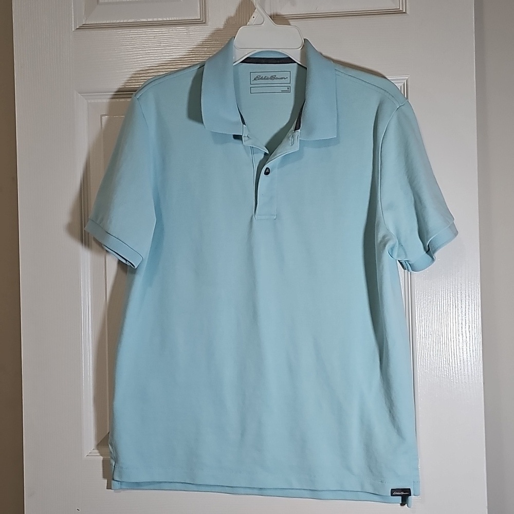 Eddie Bauer Short Sleeve Polo Shirt Pastel Blue Size M